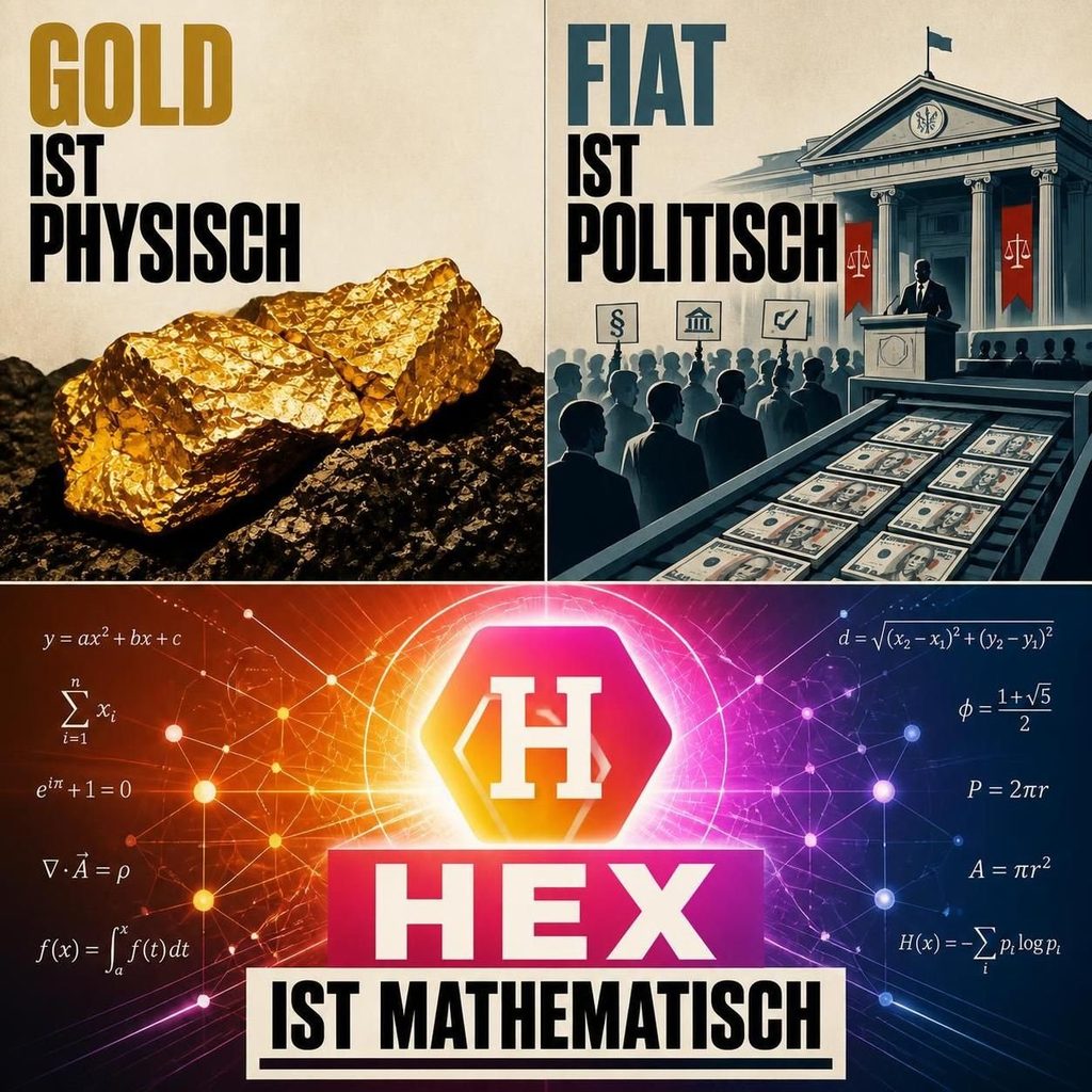 Gold ist physisch. Fiat ist politisch. Hex ist mathematisch.